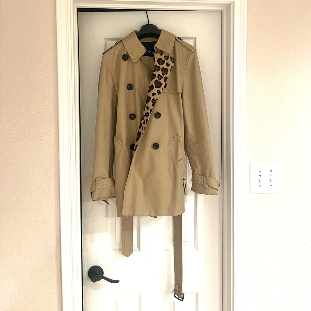 Coach trench coat with leopard lining, XS